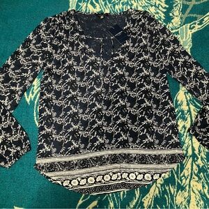 Lucky Brand Women’s Navy Long Sleeve Blouse Shirt NEW